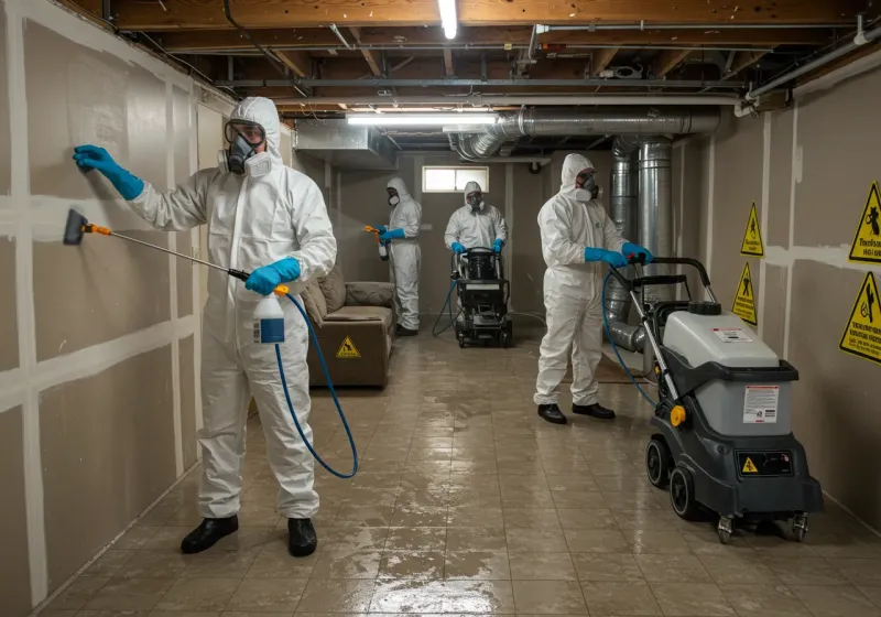 Basement Moisture Removal and Structural Drying process in Flying Hills, PA